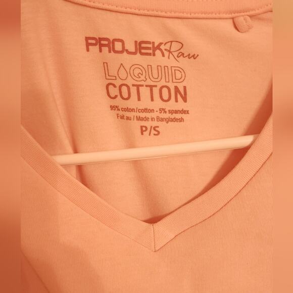 Projek Raw Liquid Cotton Unisex Basic V-Neck Salmon color Relaxed Tee Size Small - Picture 4 of 7